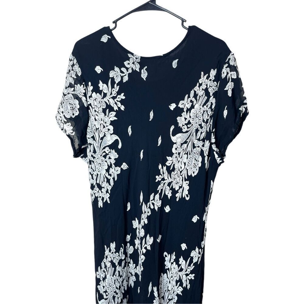Paradise Plus Y2K‎ 90s Black Floral Print Midi Dress Size 3X - Picture 9 of 10